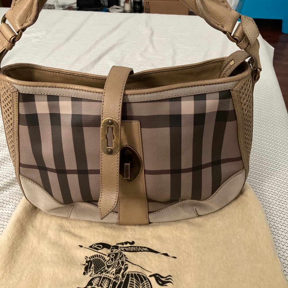 Authentic Burberry smoked gray hobo bag